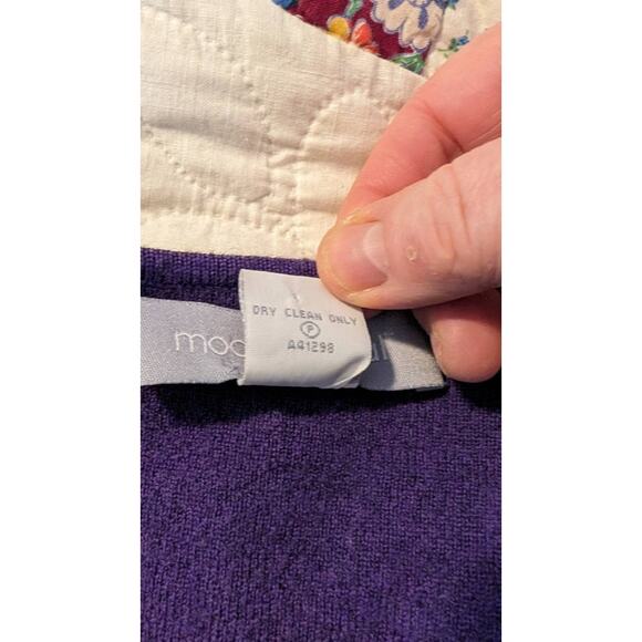 Modern Soul Open Front Black Wool Blend Cardigan w/ Purple Trim Sz L - Picture 6 of 12